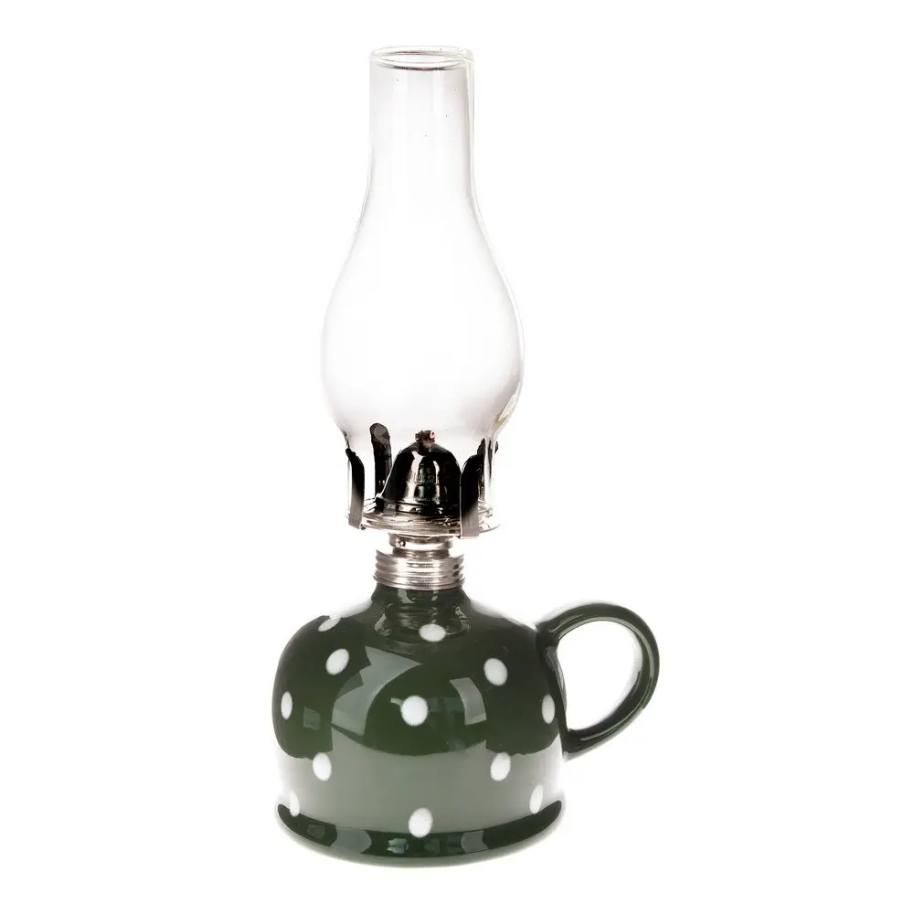 Petrolejová lampa Puntík, 14,7 x 28 x 11 cm, zelená