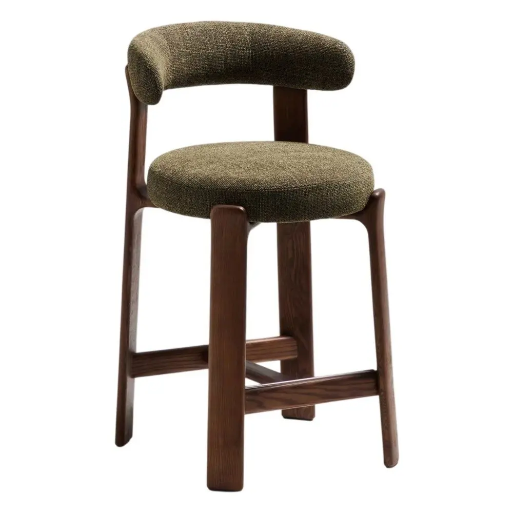 Hnědá/v tmavě přírodní barvě barová židle z jasanového dřeva (výška sedáku 65 cm) Granite – Kave Home