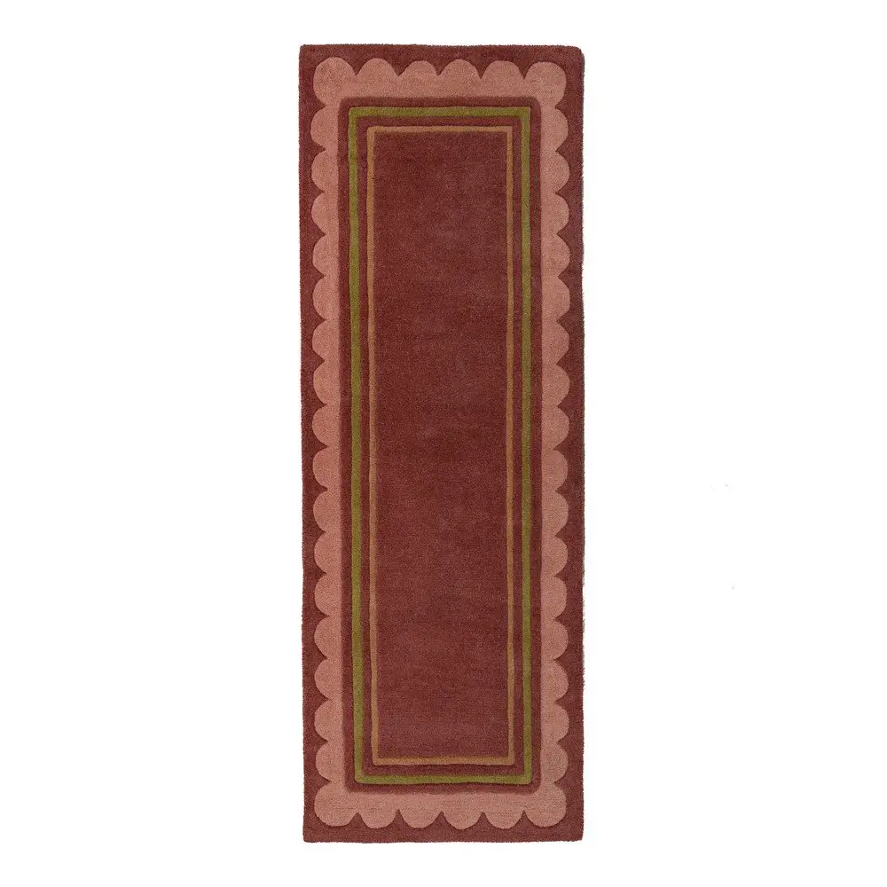 Vínový ručně tkaný vlněný běhoun 80x230 cm Lois – Flair Rugs