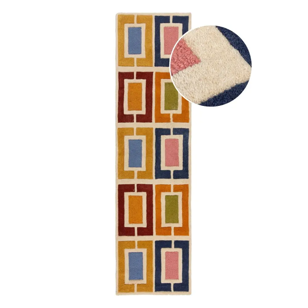 Ručně tkaný vlněný běhoun 60x230 cm Retro Blocks – Flair Rugs