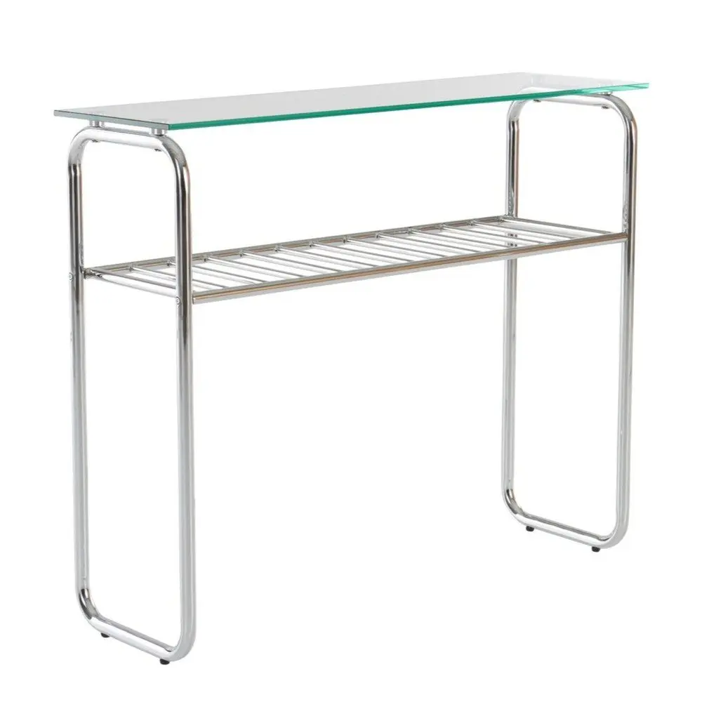 Konzolový stolek se skleněnou deskou v leskle stříbrné barvě 32x100 cm Walle – Jotex