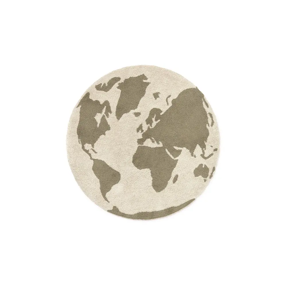 Zelený/krémový pratelný/ručně tkaný bavlněný dětský koberec ø120 cm World Map – Lorena Canals