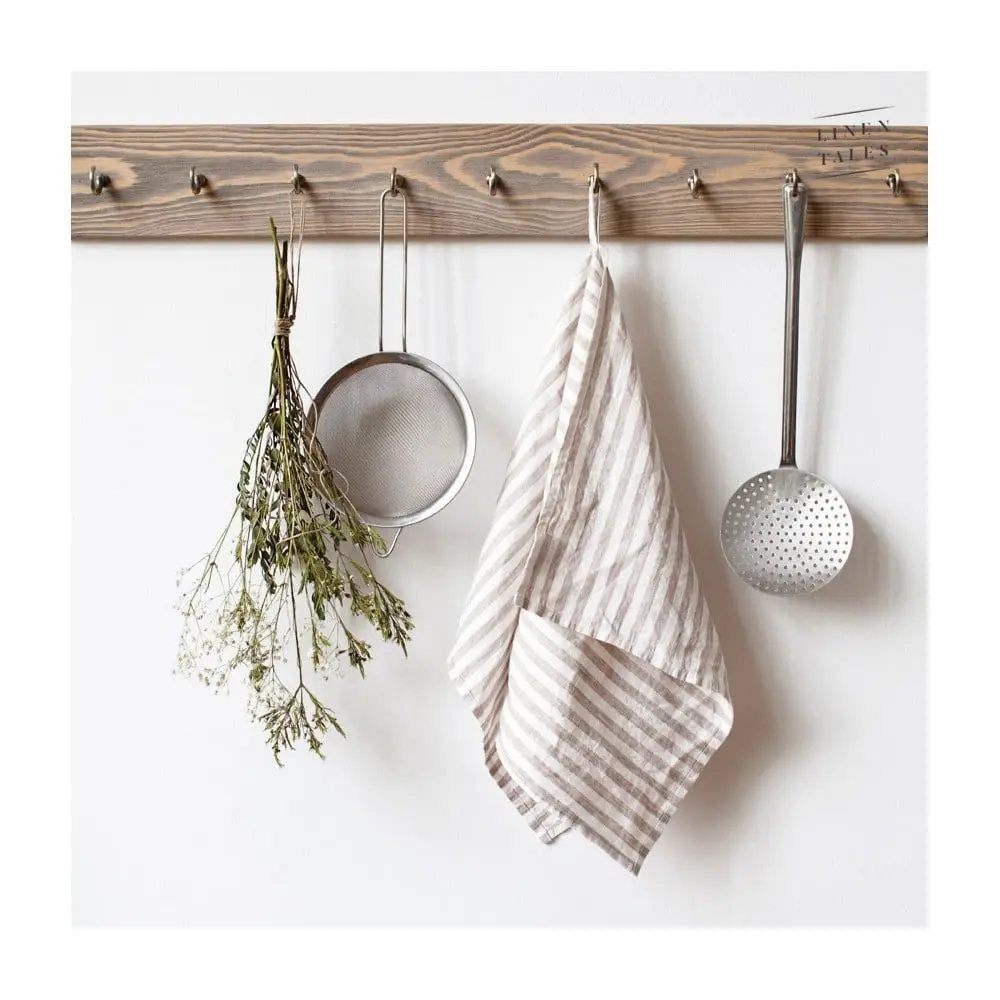 Lněná utěrka 45x65 cm Natural White Stripes – Linen Tales
