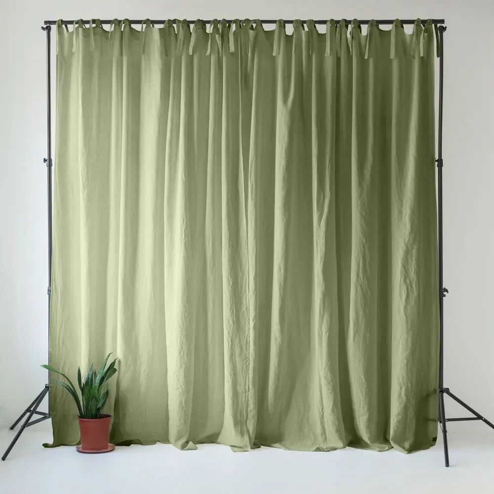 Světle zelený lněný závěs 140x170 cm Sage – Linen Tales