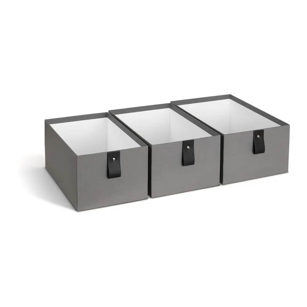 Šedé kartonové úložné boxy v sadě 3 ks 20,5x29,5x14,5 cm Aston Paper Laminate – Bigso