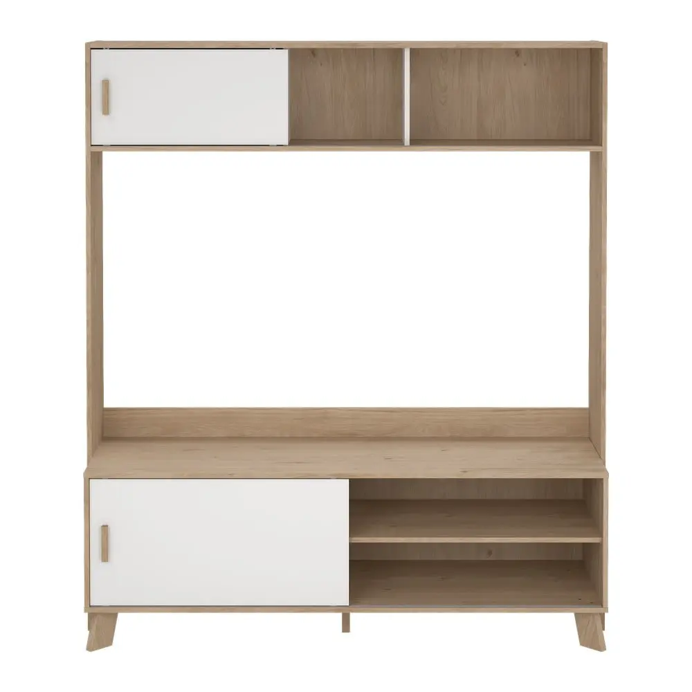 Bílá/v přírodní barvě TV sestava v dekoru dubu 159x181x48 cm Ikast – Tvilum