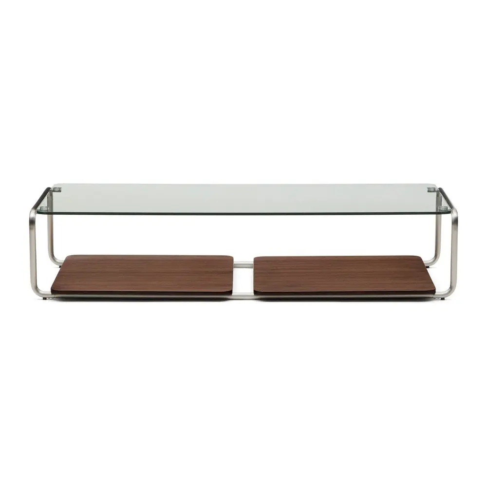 Tmavě hnědý konferenční stolek se skleněnou deskou 60x140 cm Tarsel – Kave Home