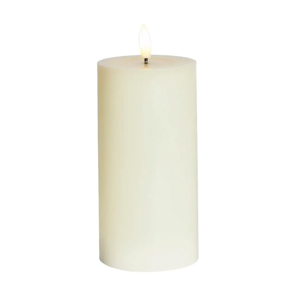 LED svíčka na baterie vosková Sille Ivory, Ø 7,5 × 15 cm, bílá, 2× AA
