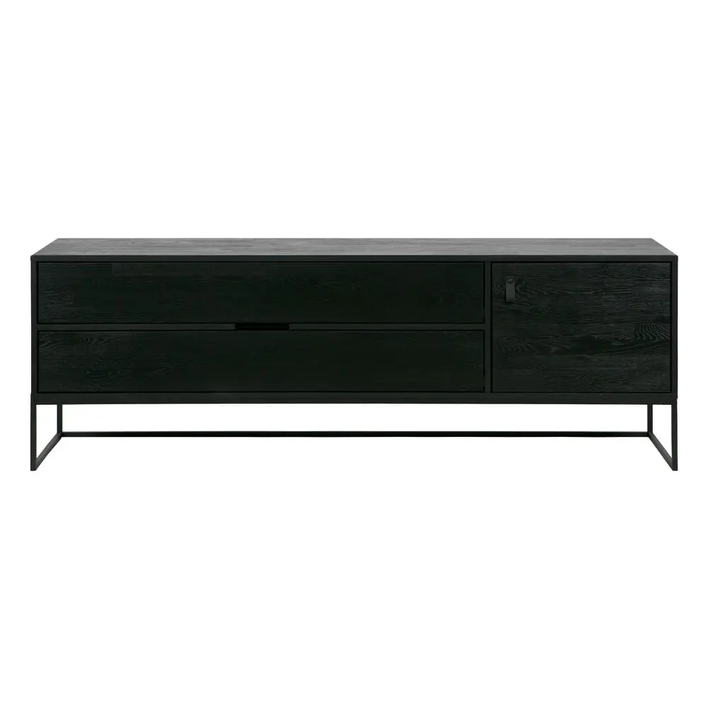 Černý TV stolek z jasanového dřeva 180x61x44 cm Silas – WOOOD
