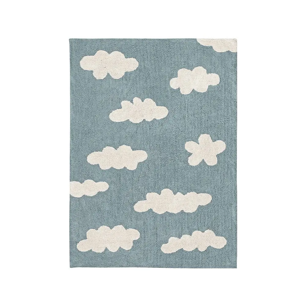 Modrý pratelný ručně tkaný bavlněný dětský koberec 120x160 cm Clouds Vintage Blue – Lorena Canals