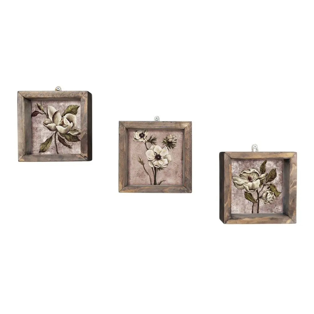 Sada 3 nástěnných obrazů Vintage, 15 x 15 cm