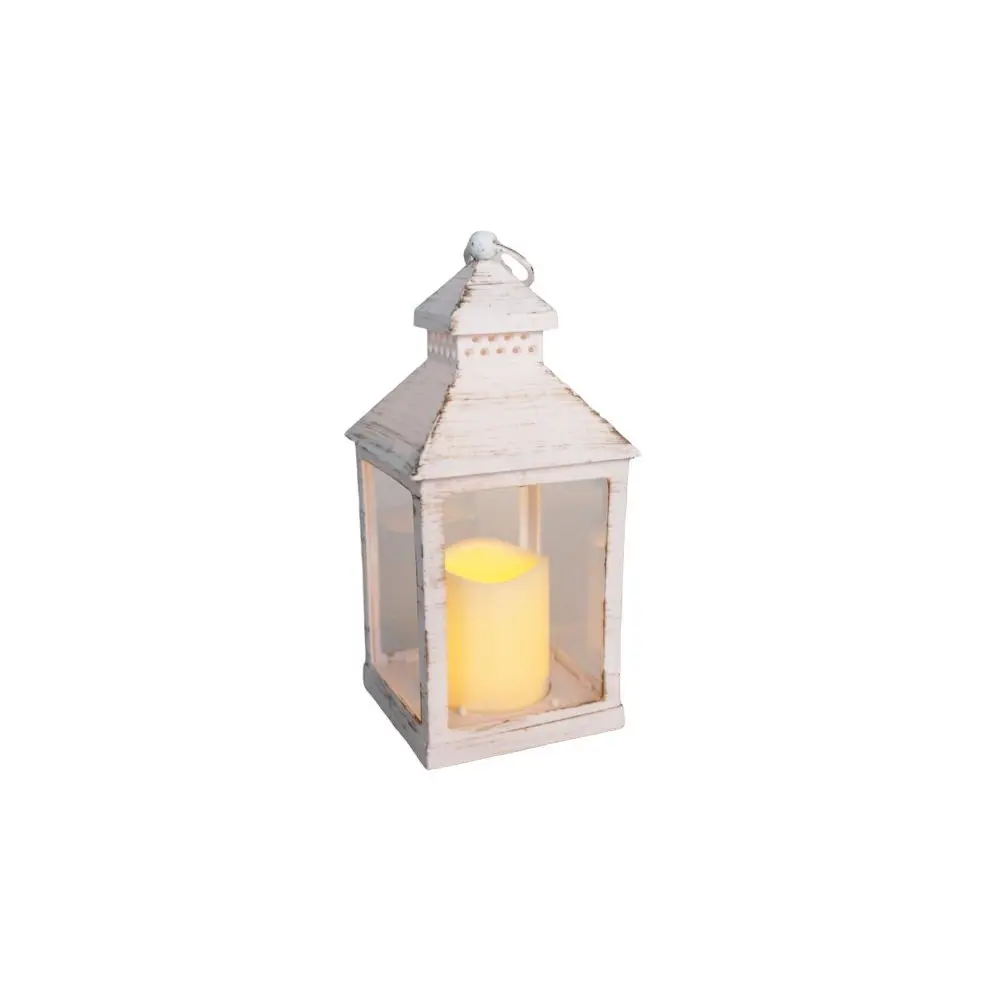 Lucerna s LED svíčkou Vintage, 10 x 20 x 10 cm, teplá bílá, plast