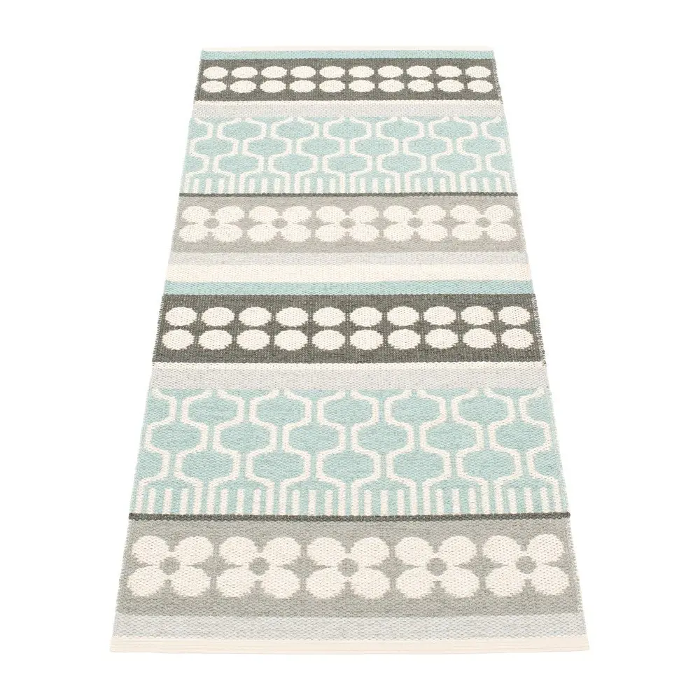 Šedo-tyrkysový vnitřní a venkovní běhoun 70x180 cm Asta Pale Turquoise – Pappelina