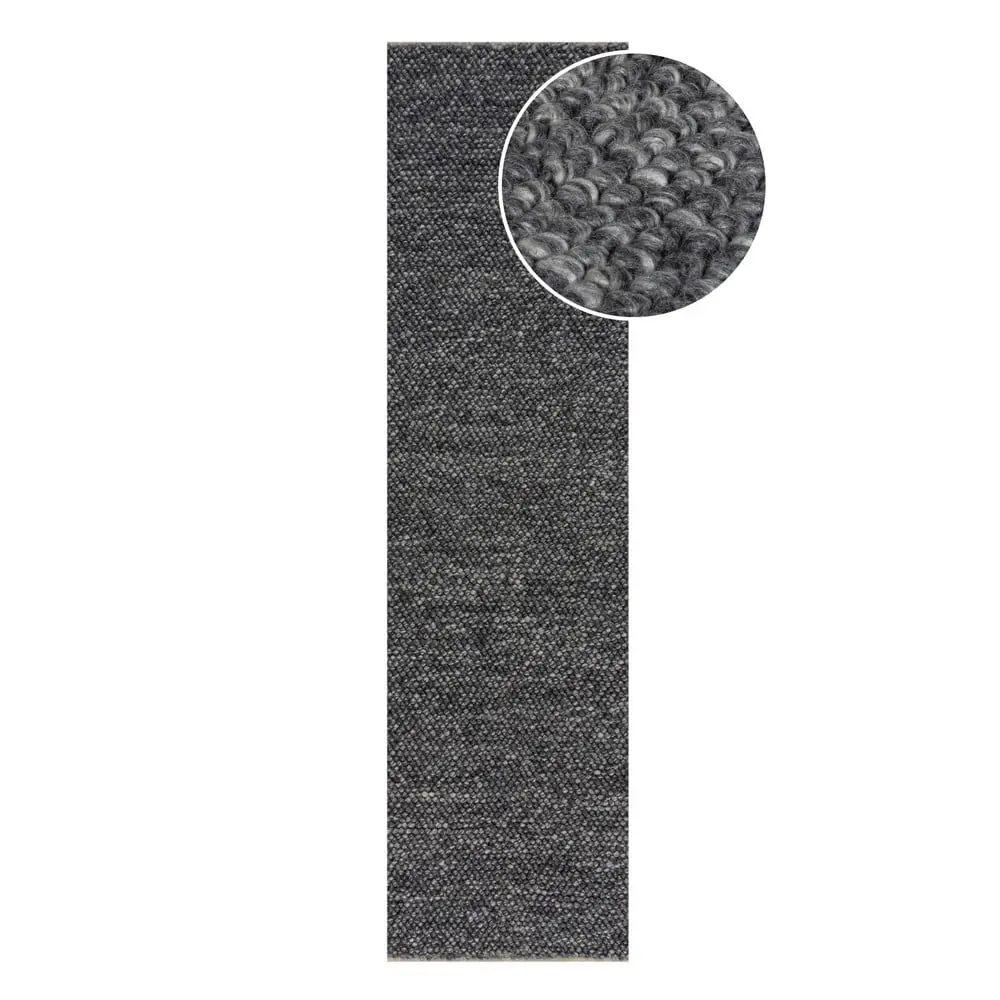 Flair Rugs, Ručně tkaný běhoun Minerals Dark Grey, 60x230, šedá, chodba / předsíň