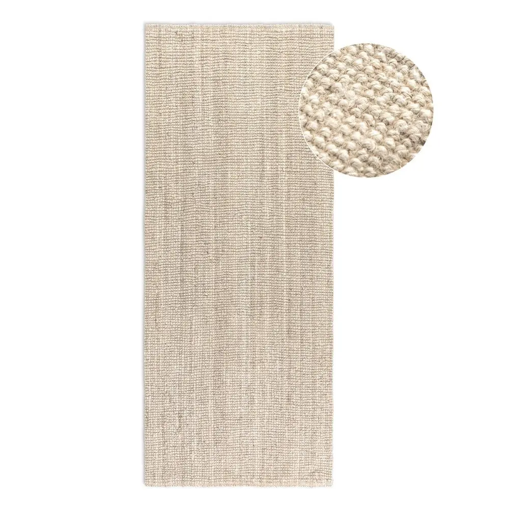 Hanse Home, Běhoun Bouclé Jute 105973 Ivory White, 80x200, béžová, chodba / předsíň