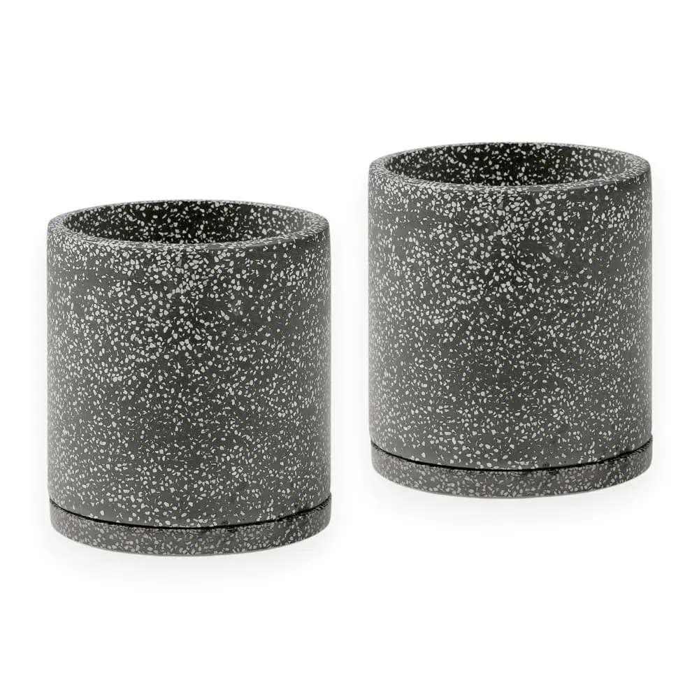 Sada 2 tmavě šedých květináčů Bonami Selection Terrazzo, ø 26 cm