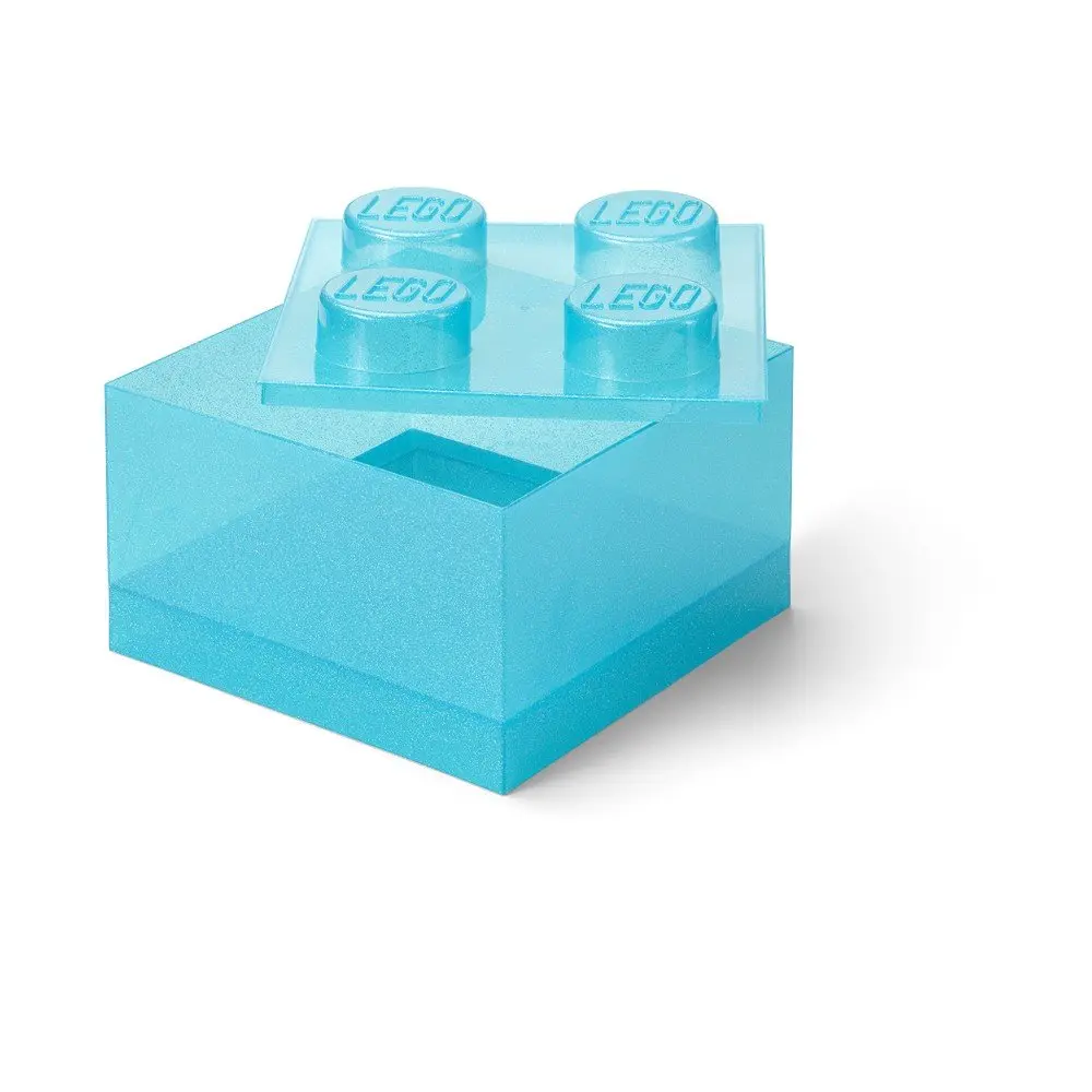 Lego® úložný box 4 s víkem - třpytivá modrá