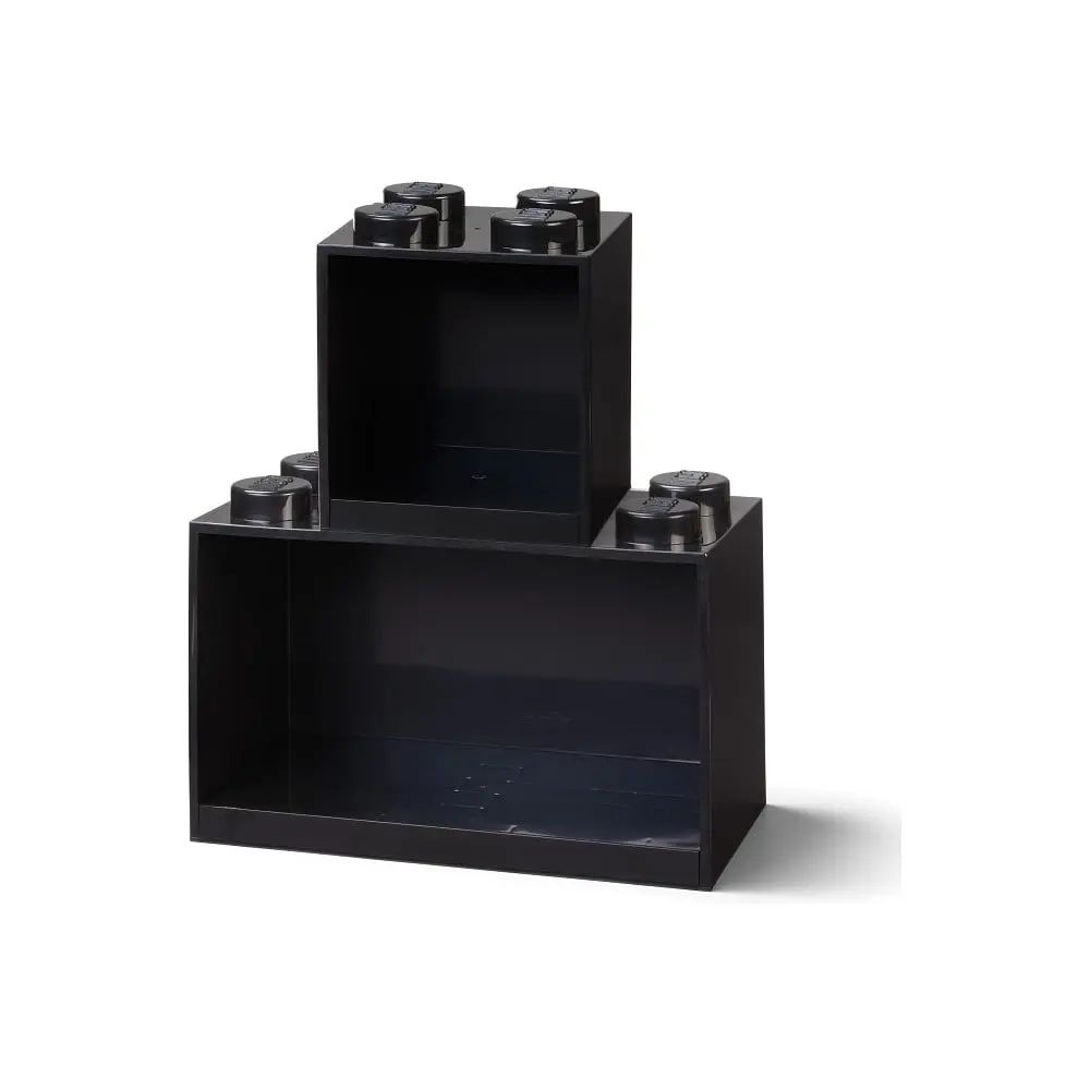 Sada 2 dětských černých nástěnných polic LEGO® Brick