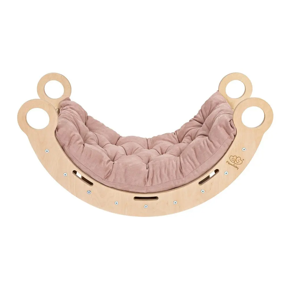 Bílá/růžová houpačka z borovicového dřeva 39x75x38 cm Montessori – Meowbaby