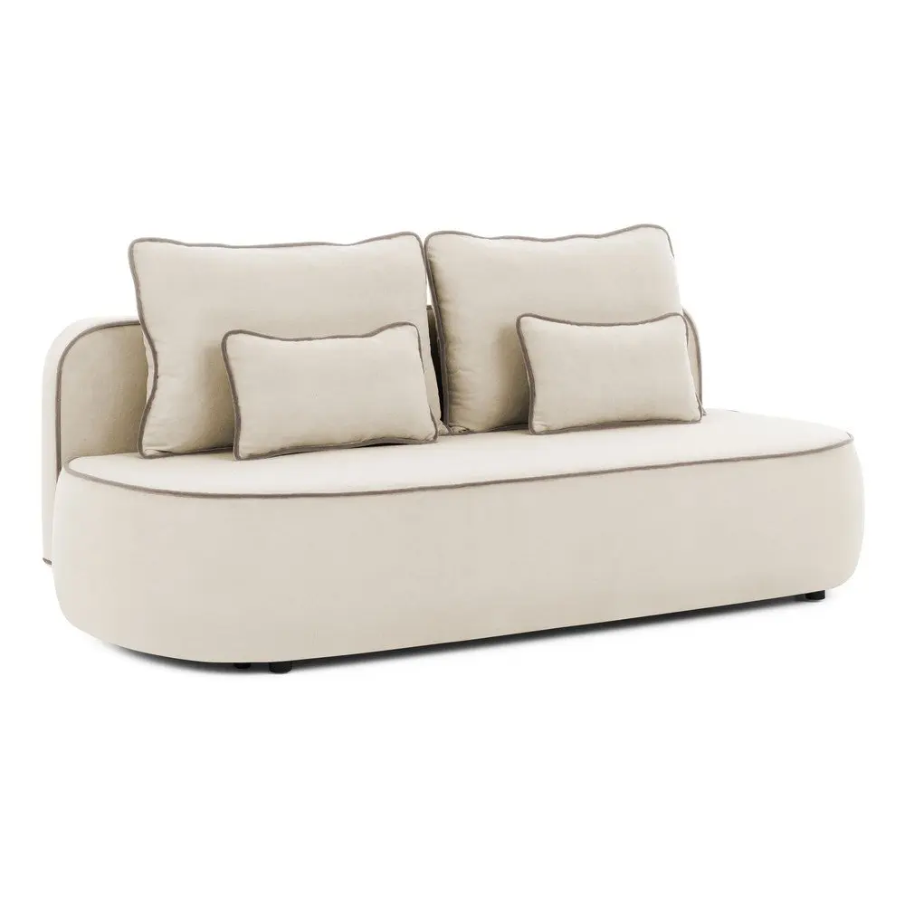 Béžová/taupe sametová rozkládací/s úložným prostorem pohovka 210 cm Saga – Ropez