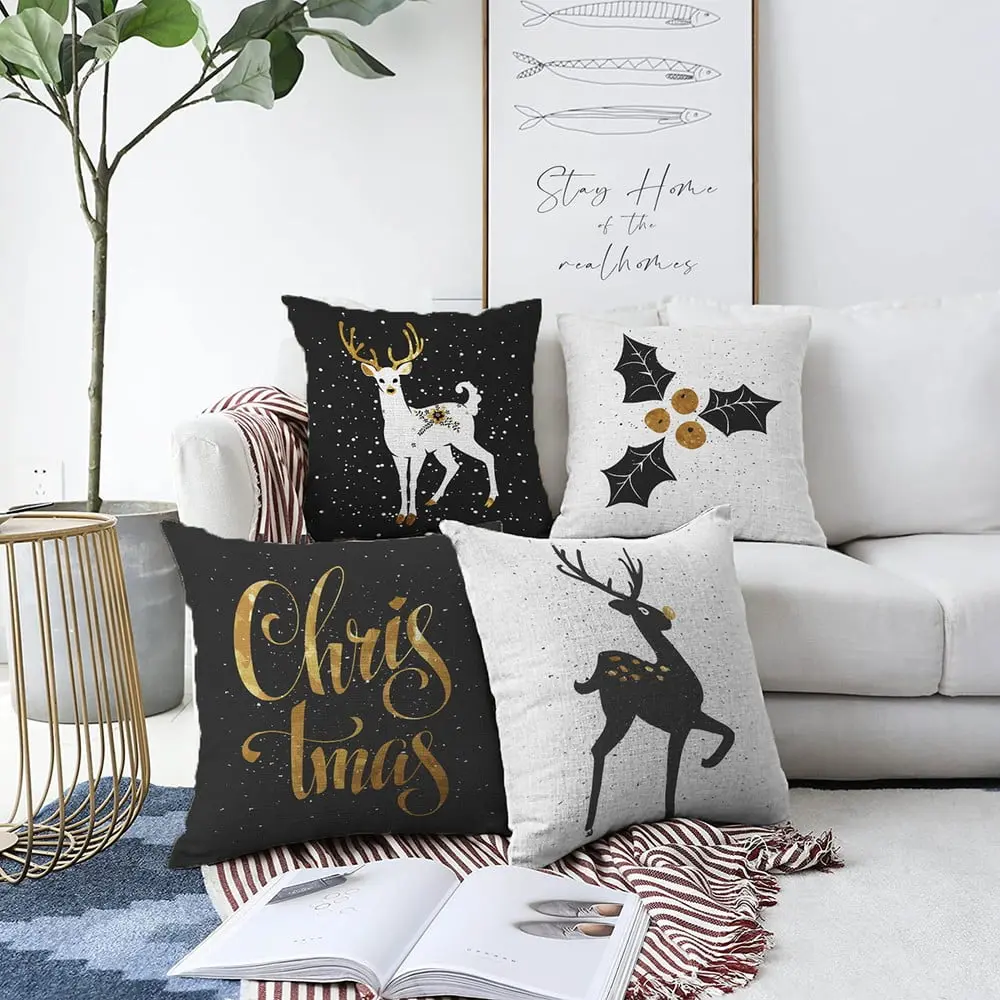 Sada 4 povlaků na polštáře Minimalist Cushion Covers Christmas, 55 x 55 cm