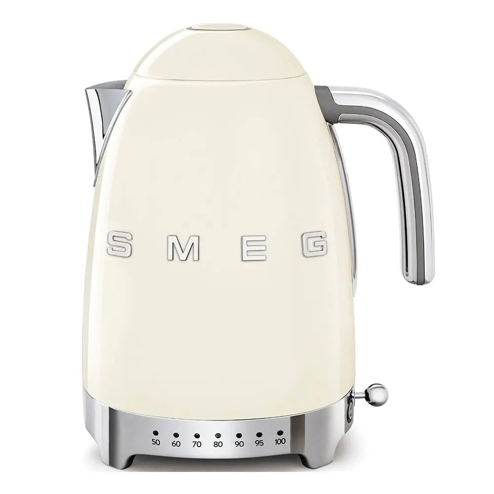 Smeg KLF04CREU rychlovarná konvice, 1, 7 l (7 šálků), 2400 W, styl 50. let, řízení teploty, 7 programů, krémová