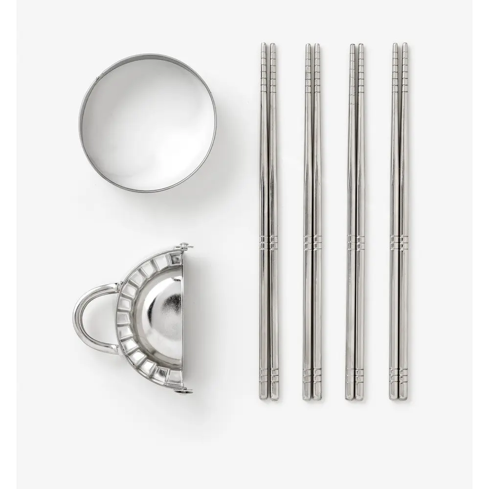 Béžové nerezové hůlky v sadě pro 4 osoby The Essentials - Dumpling Tools – Printworks