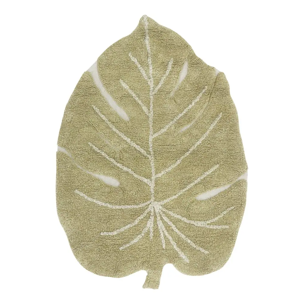 Khaki pratelný ručně tkaný bavlněný dětský koberec 120x180 cm Monstera Olive – Lorena Canals