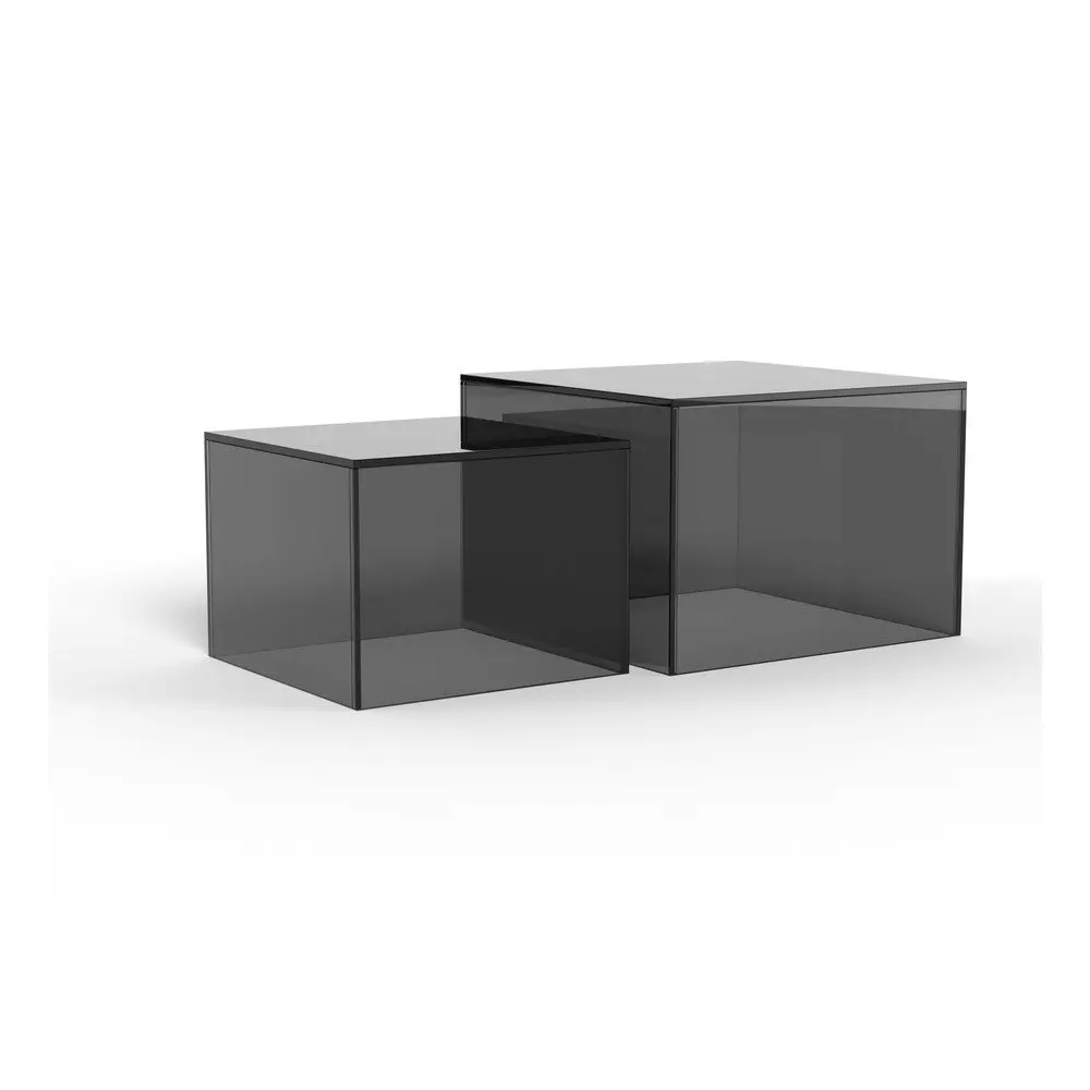 Šedé skleněné konferenční stolky v sadě 2 ks 50x50 cm Dice – Actona