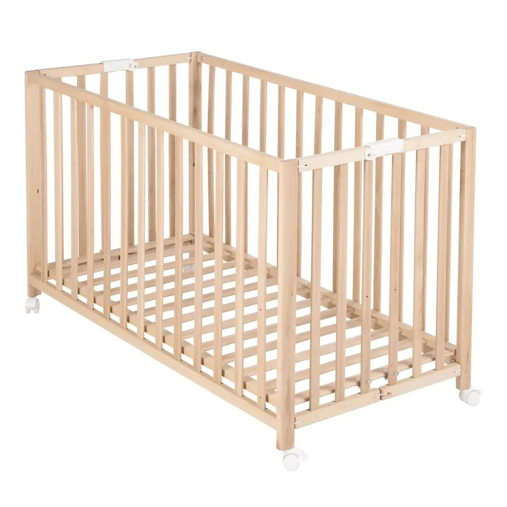 Bílá skládací postýlka na kolečkách 60x120 cm Fold up – Roba