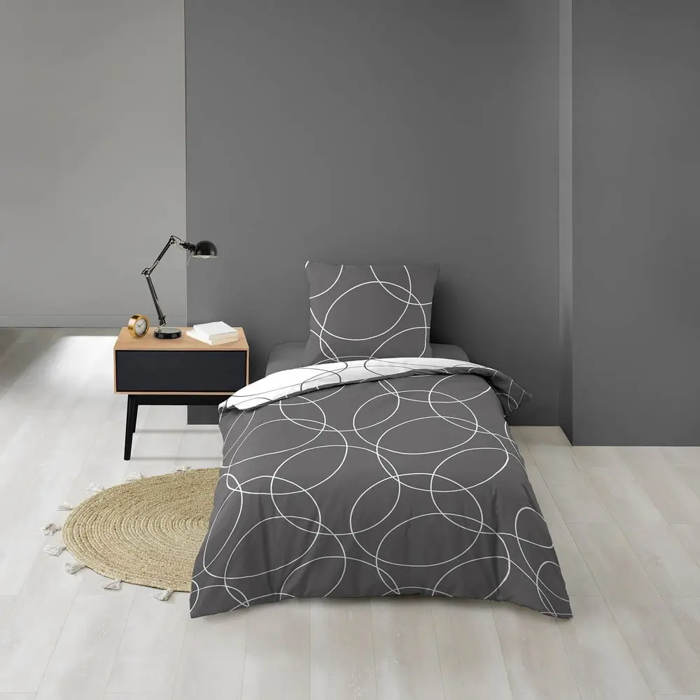Šedé povlečení na jednolůžko z mikrovlákna 140x200 cm Elton – douceur d'intérieur