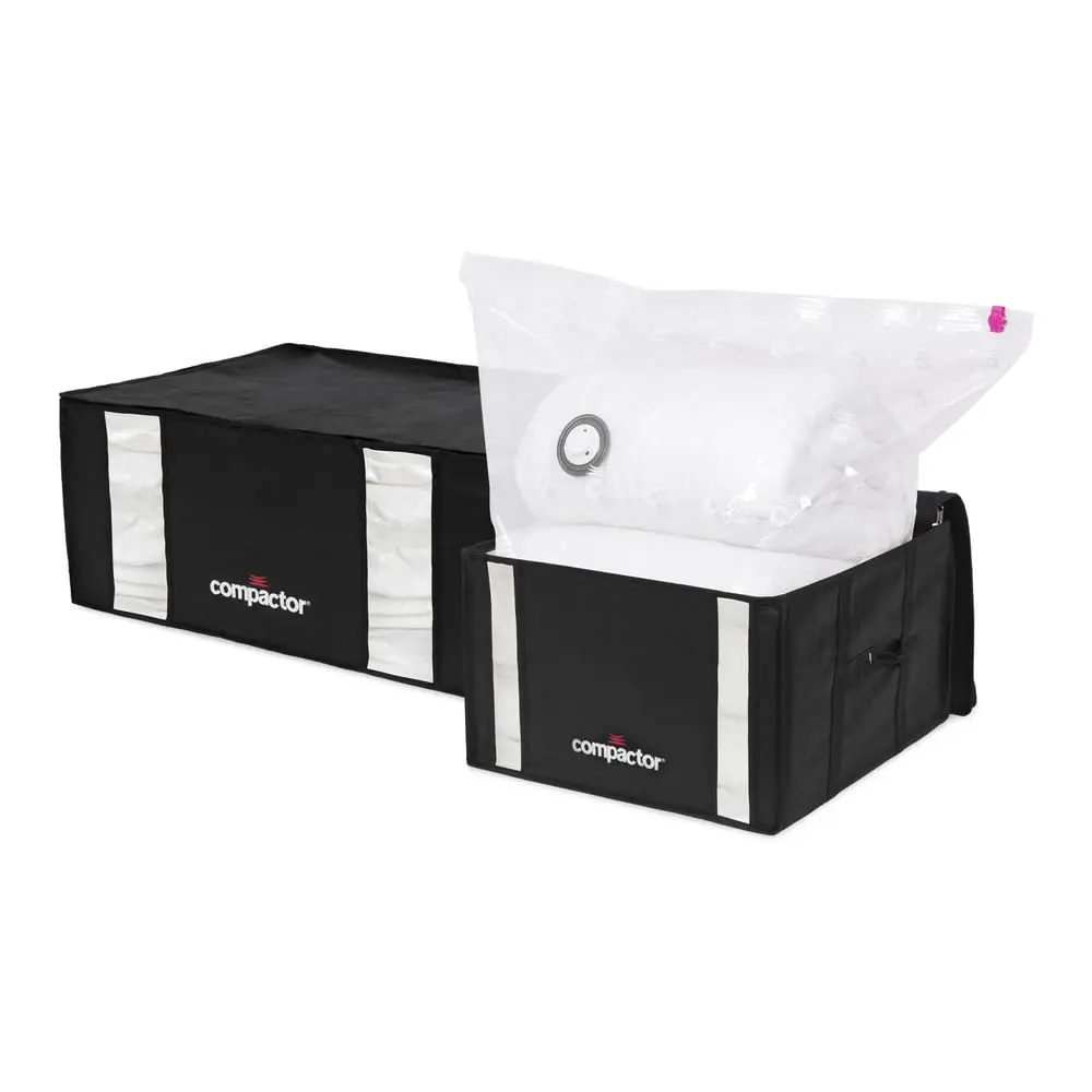 Vakuové vyztužené látkové úložné boxy na oblečení v sadě 2 ks 50x65x27 cm Black Edition – Compactor