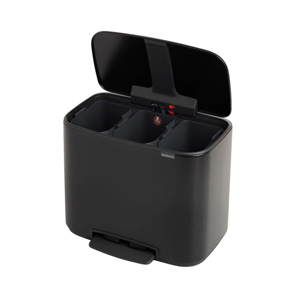 Bílý nášlapný ocelový odpadkový koš na tříděný odpad 3x11 l Bo – Brabantia