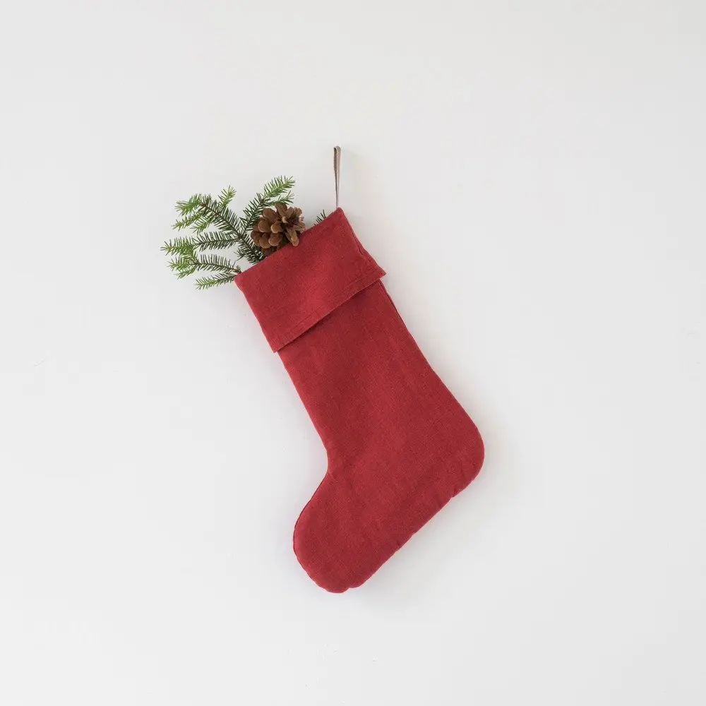 Látková vánoční punčocha Red Pear – Linen Tales