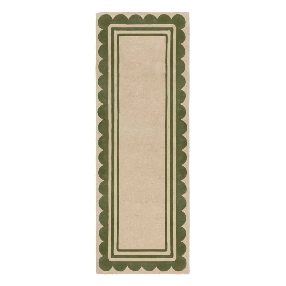 Ručně všívaný běhoun Lois Scallop Green 80x230 cm