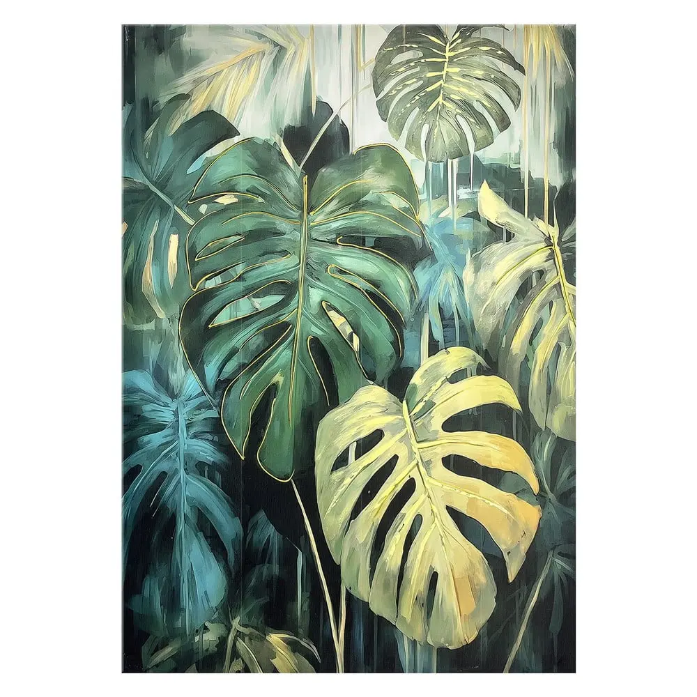 Obraz s ručně malovanými prvky na plátně 70x100 cm Monstera – Styler
