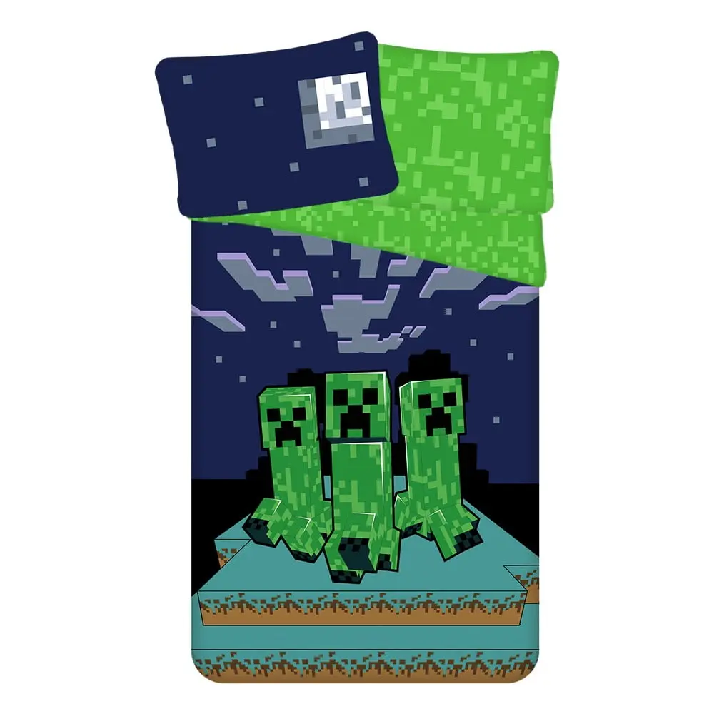 Zeleno-modré bavlněné dětské povlečení na jednolůžko 140x200 cm Minecraft "Sssleep Tight" – Jerry Fabrics
