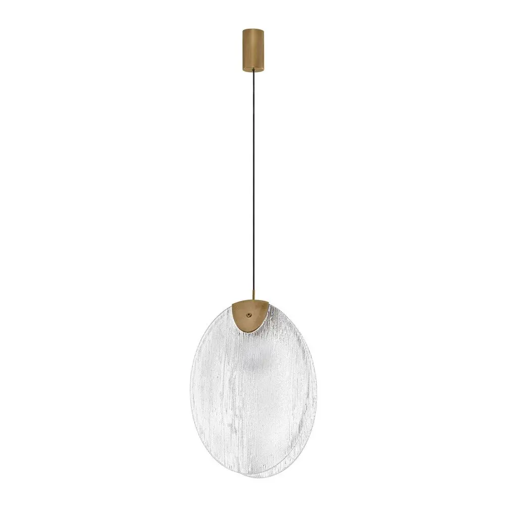 Ocelové LED závěsné svítidlo v mosazné barvě se skleněným stínidlem Shelina – Nova Luce