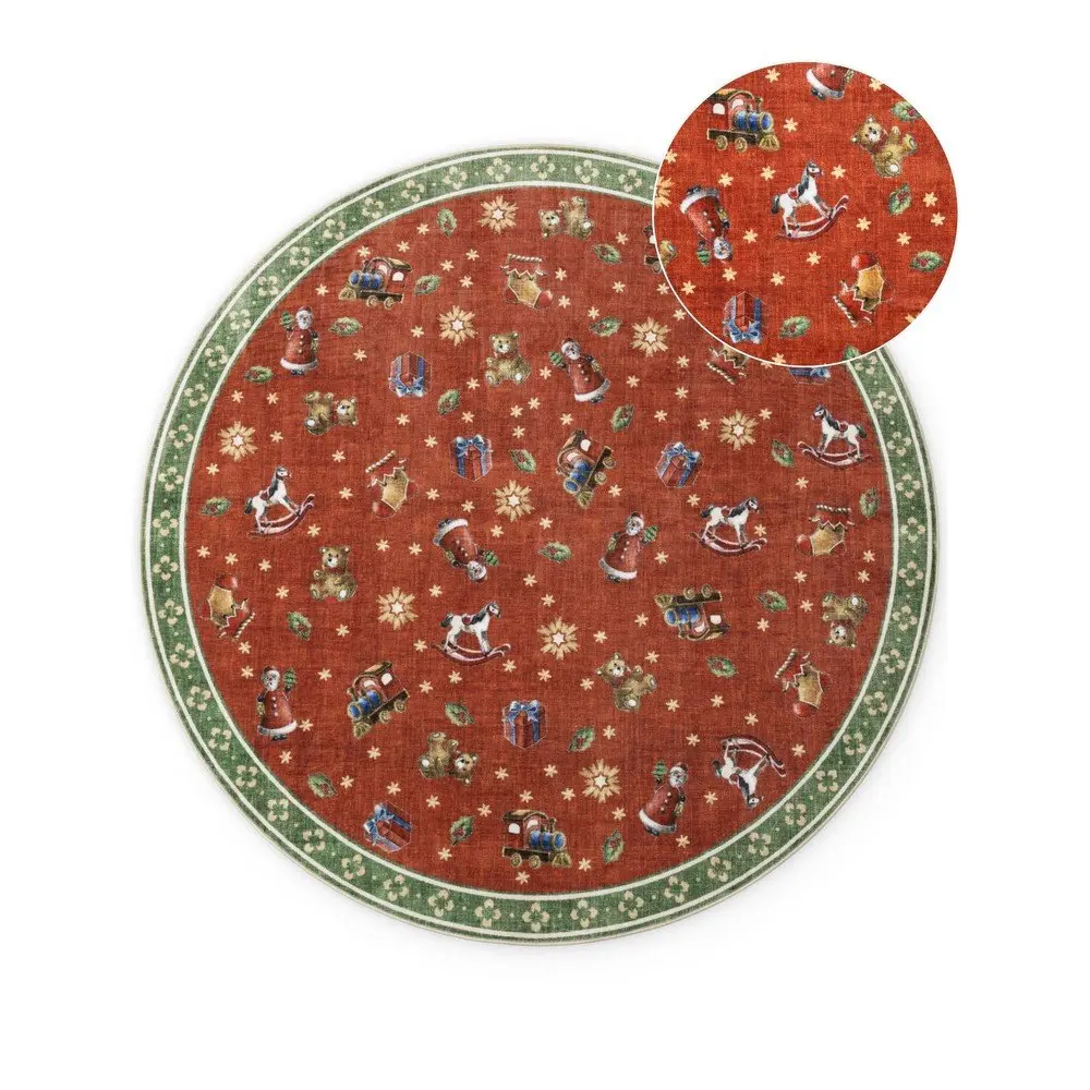 Červený/zelený kulatý koberec s vánočním motivem ø 200 cm Toy's Delight Nostalgic Noel Red Green – Villeroy&Boch