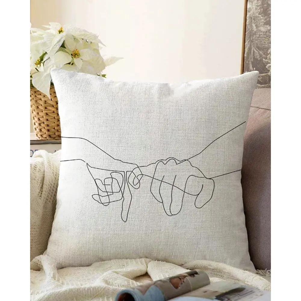 Povlak na polštář s příměsí bavlny Minimalist Cushion Covers Pinky, 55 x 55 cm