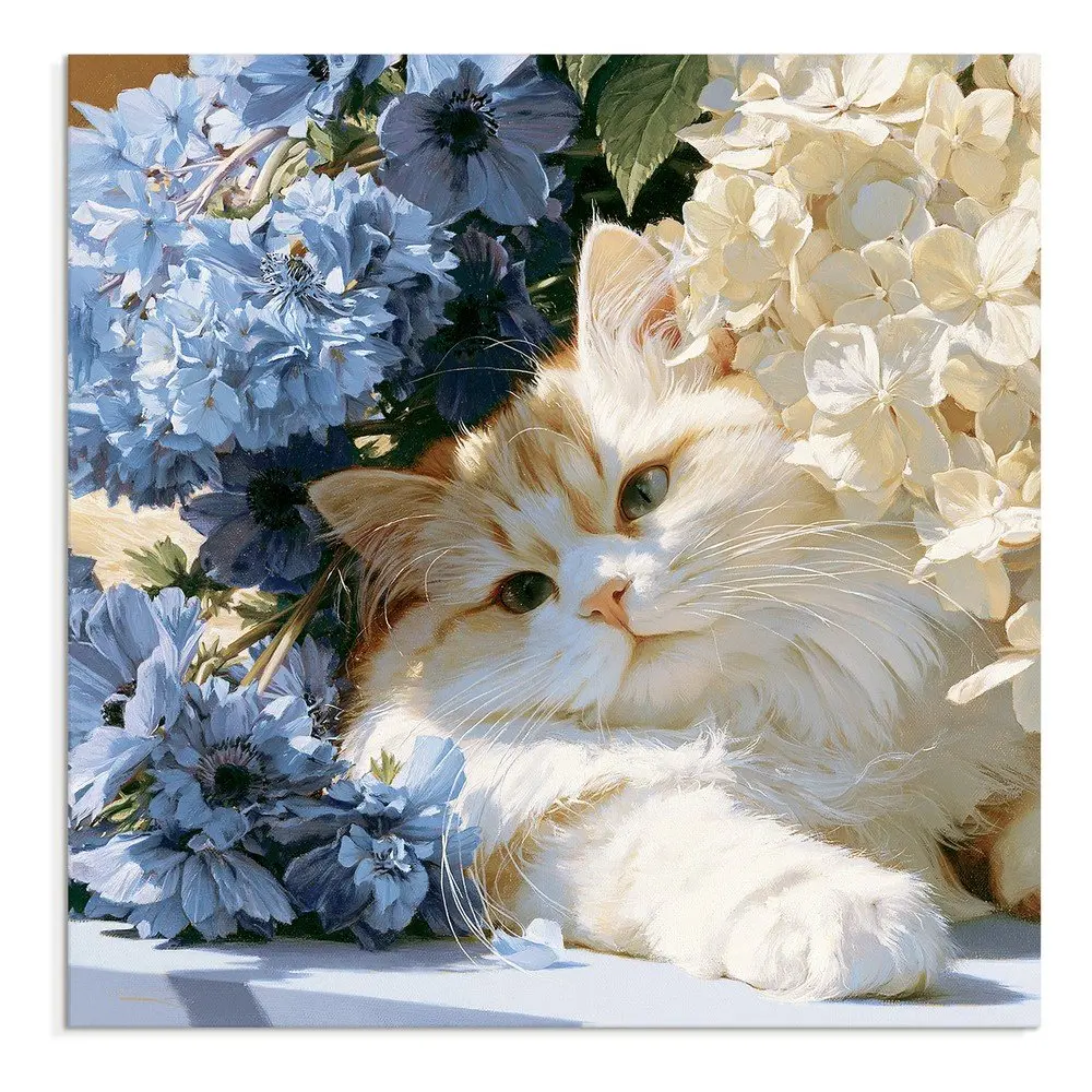 Tištěný obraz na plátně 32x32 cm Floral Feline – Styler