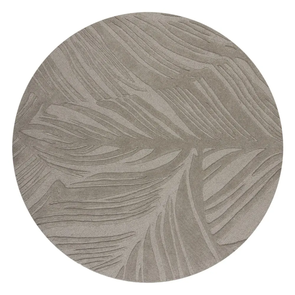 Flair Rugs, Kusový koberec Solace Lino Leaf Grey kruh, 160x160 (průměr) kruh, šedá, ložnice