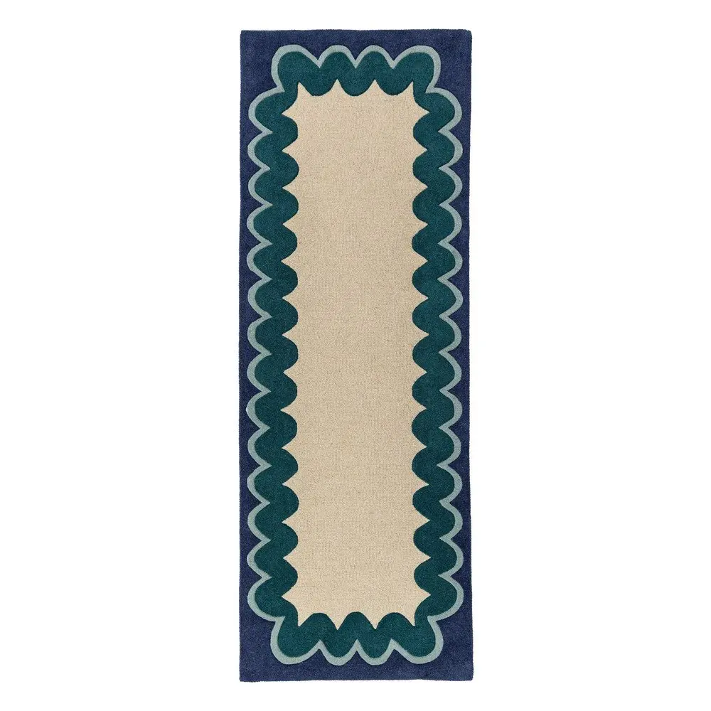 Oranžový/v přírodní barvě ručně tkaný vlněný běhoun 80x230 cm Wiggle Wool – Flair Rugs
