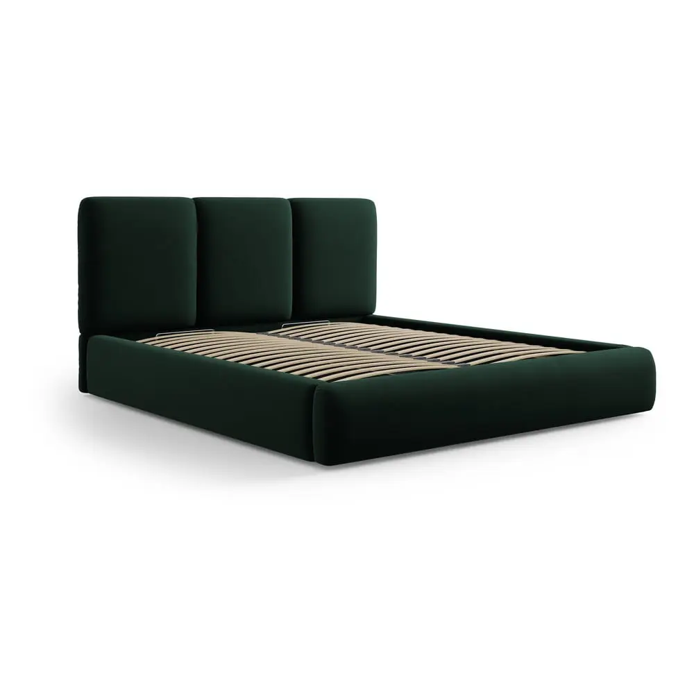 Béžová čalouněná dvoulůžková postel s úložným prostorem s roštem 140x200 cm Brody – Mazzini Beds