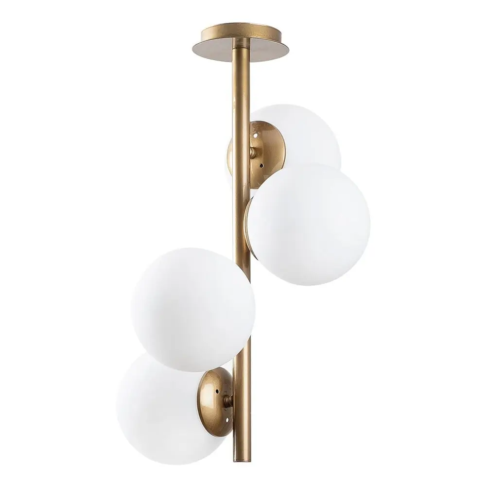 Bílé/v mosazné barvě stropní svítidlo se skleněným stínidlem ø 15 cm Faze – Opviq lights