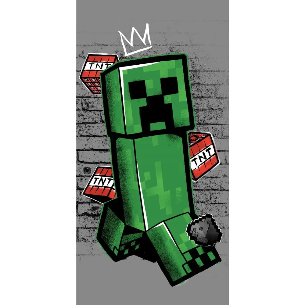 Jerry Fabrics Dětská plážová osuška MINECRAFT METRO ART CREEPER, šedá, froté, 70x140cm