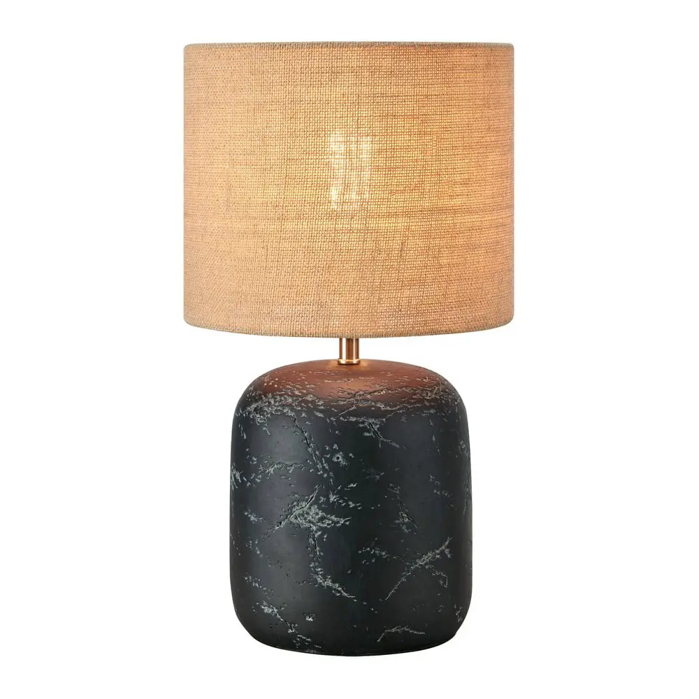 Stolní lampa se stínidlem z juty v černo-přírodní barvě (výška