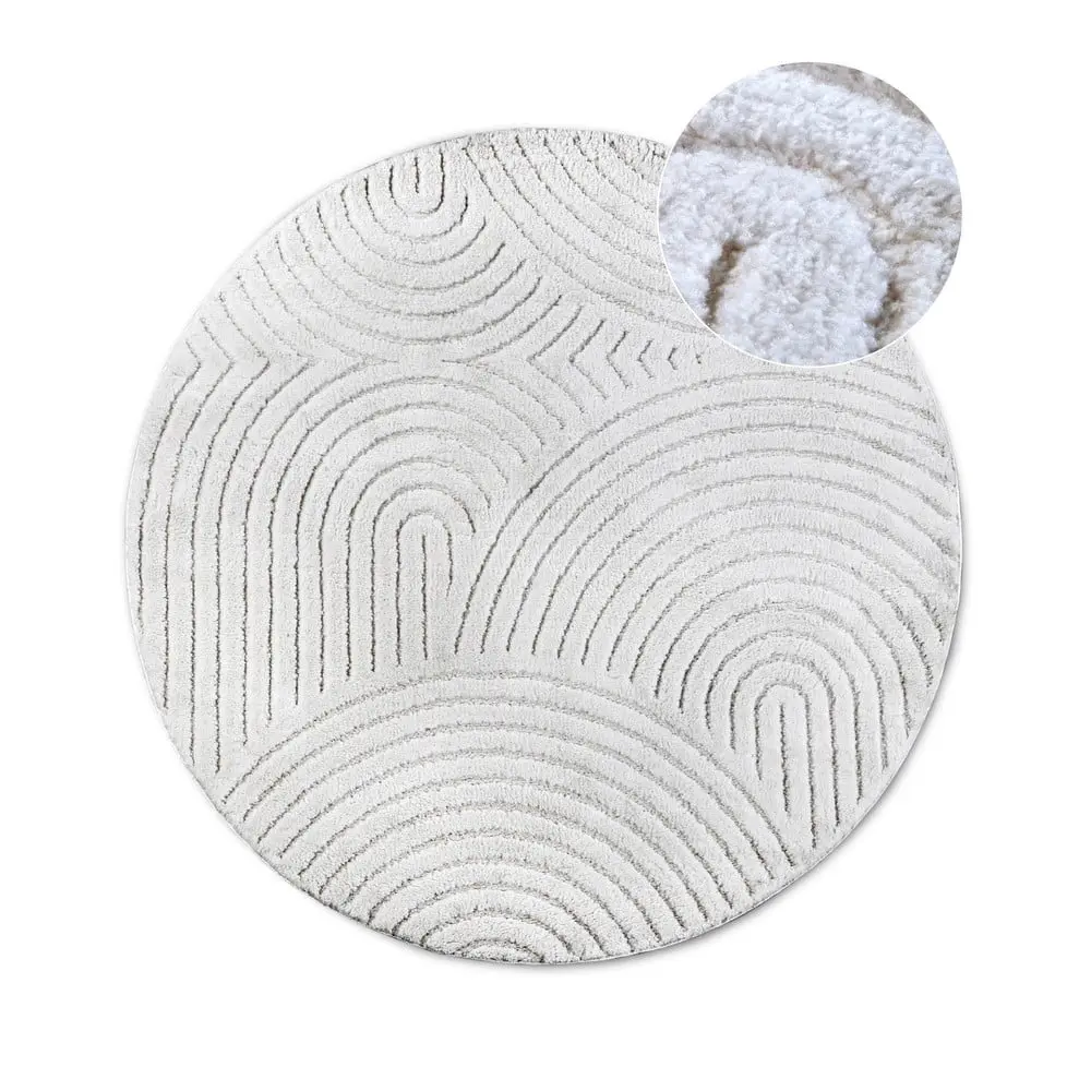 Bílý kulatý koberec ø 160 cm Panglao New York White – Elle Decoration