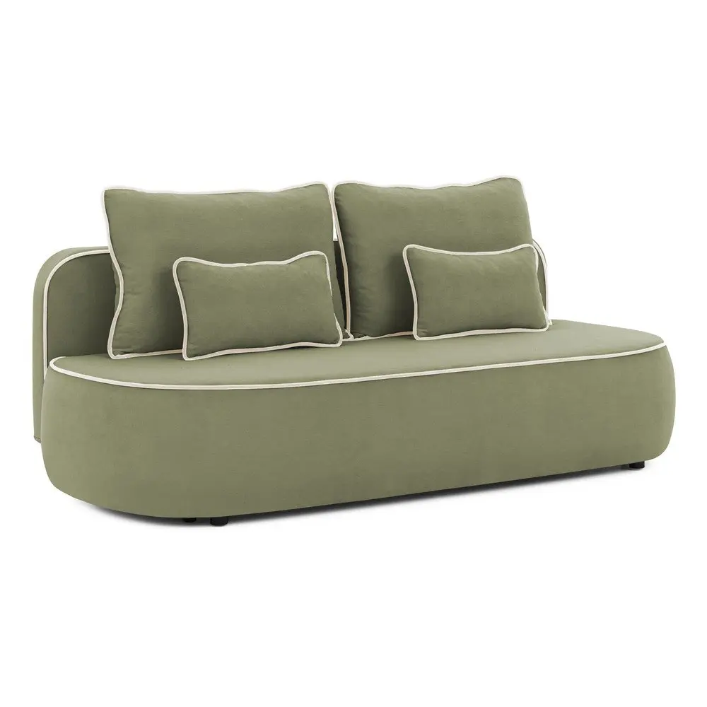 Khaki/béžová sametová rozkládací/s úložným prostorem pohovka 210 cm Saga – Ropez