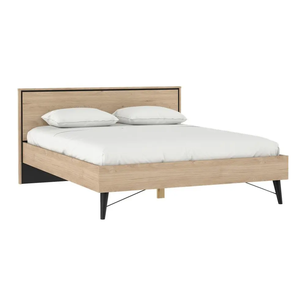 Dvoulůžková postel v dekoru dubu s roštem 160x200 cm v přírodní barvě Ry – Tvilum
